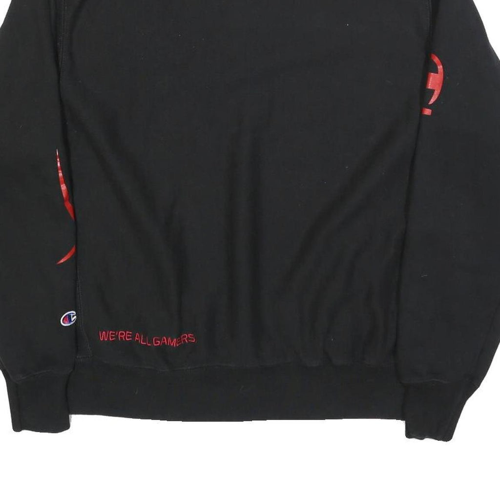 CHAMPION REVERSE WEAVE Mens Black & Red Crew Neck L Gamer Sweatshirt