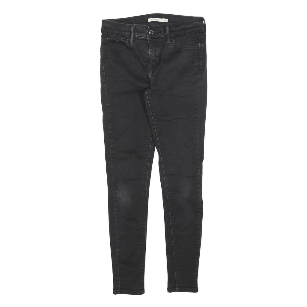 LEVI'S 710 Womens Slim Black Denim Raw W26 L26 Skinny Zip Jeans