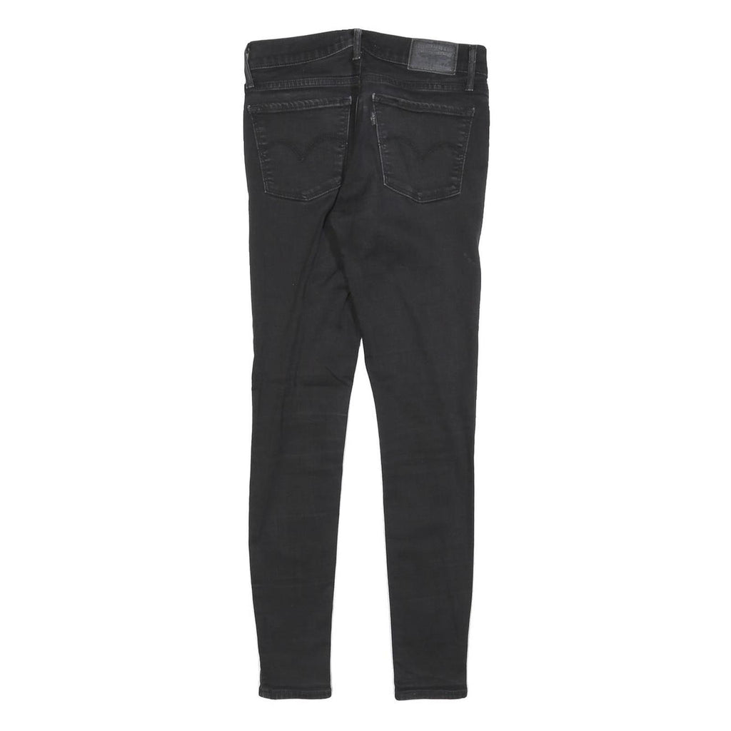 LEVI'S 710 Womens Slim Black Denim Raw W26 L26 Skinny Zip Jeans
