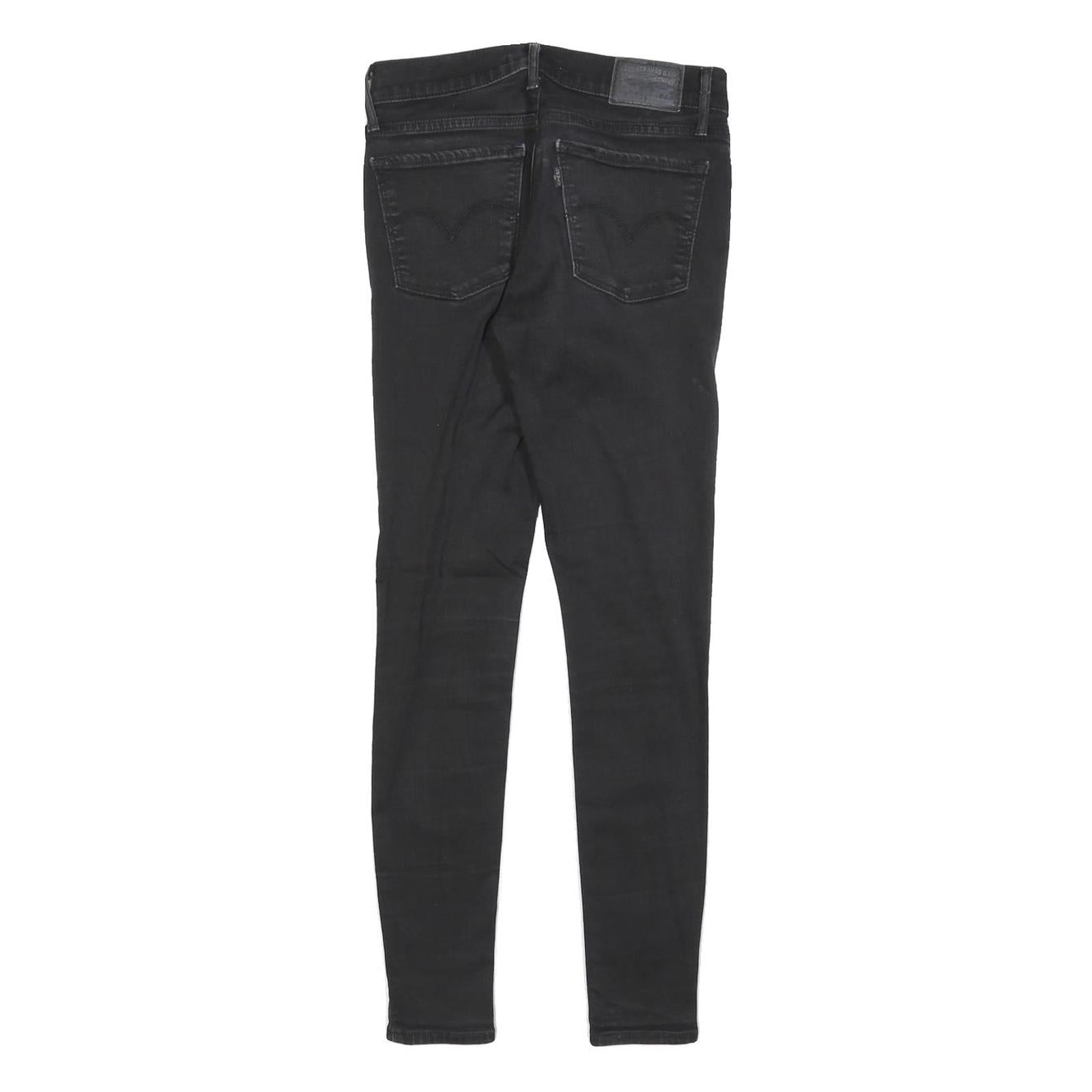 LEVI'S 710 Womens Slim Black Denim Raw W26 L26 Skinny Zip Jeans