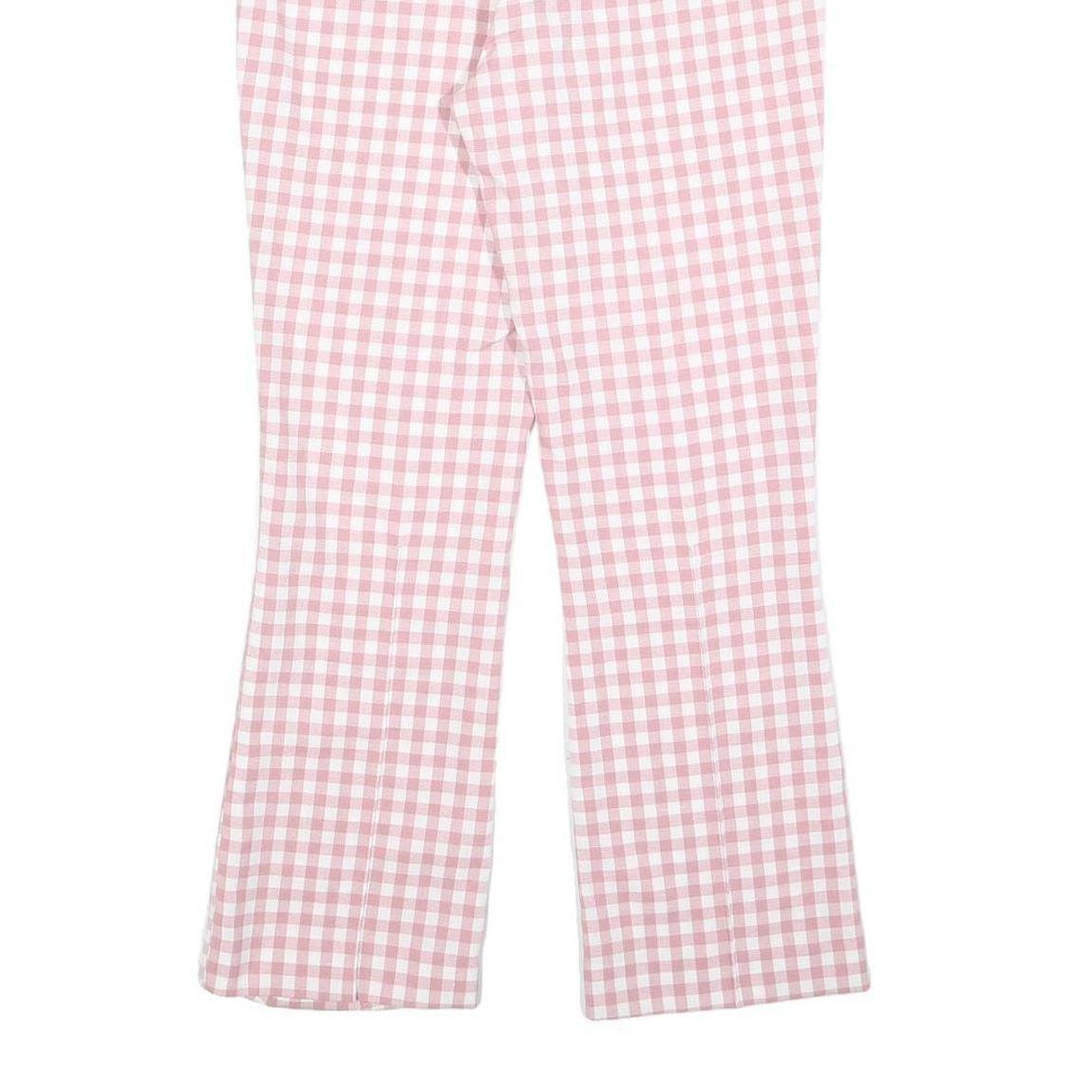 ZARA Womens Cotton Blend Pink & White Regular Fit Straight Leg Trousers W28 L26