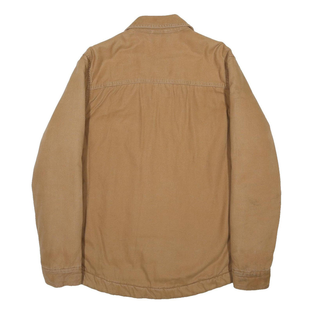 DICKIES Womens Beige Cotton Workwear Jacket S Plain Zip Pockets Casual Utility