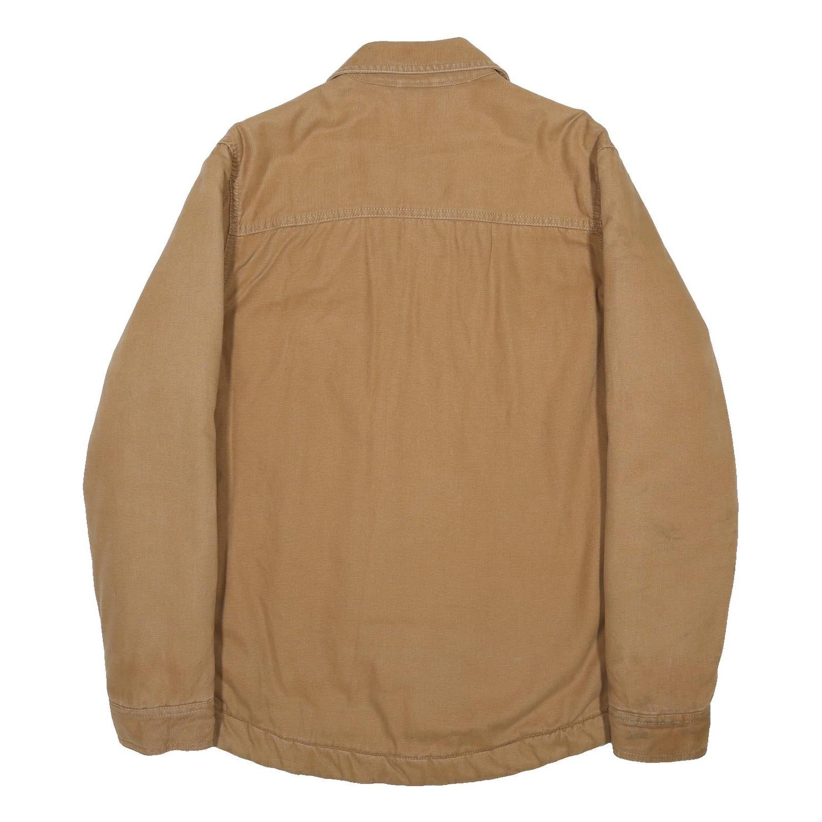 DICKIES Womens Beige Cotton Workwear Jacket S Plain Zip Pockets Casual Utility