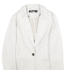 ZARA Womens White Button Jacket XS Polyester Blend Tailored Long Sleeve Plain