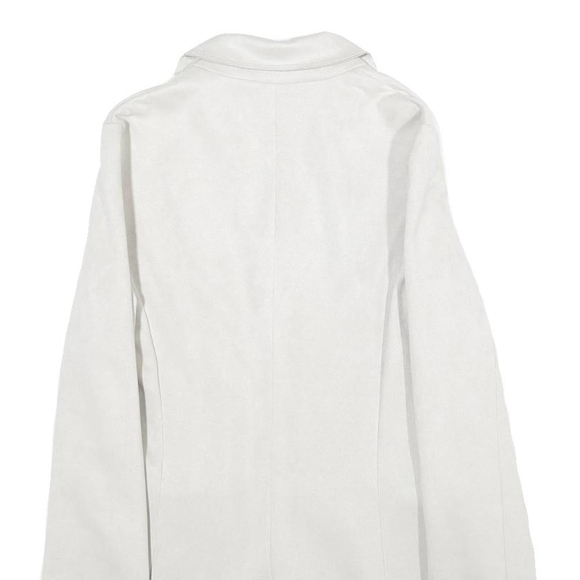 ZARA Womens White Button Jacket XS Polyester Blend Tailored Long Sleeve Plain