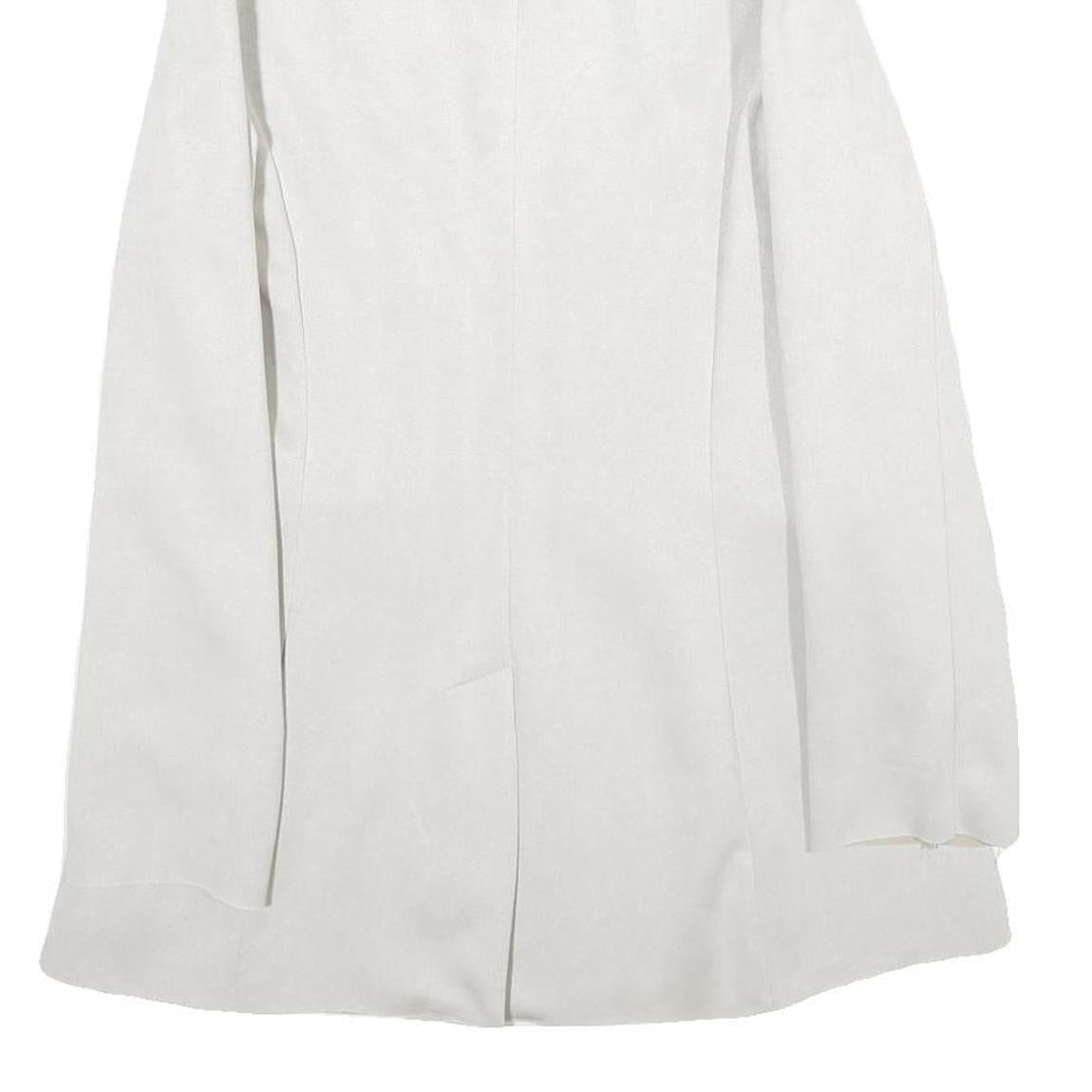 ZARA Womens White Button Jacket XS Polyester Blend Tailored Long Sleeve Plain