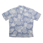 TWO PALMS Mens Blue & White Floral Cotton Shirt L Hawaiian Beach Style