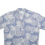 TWO PALMS Mens Blue & White Floral Cotton Shirt L Hawaiian Beach Style