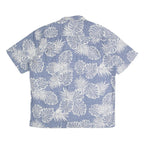 TWO PALMS Mens Blue & White Floral Cotton Shirt L Hawaiian Beach Style