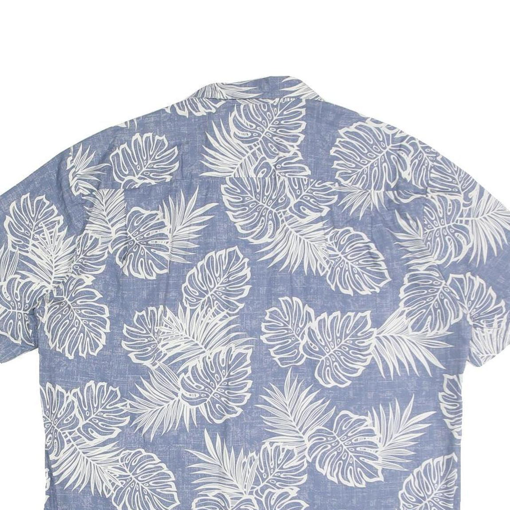 TWO PALMS Mens Blue & White Floral Cotton Shirt L Hawaiian Beach Style