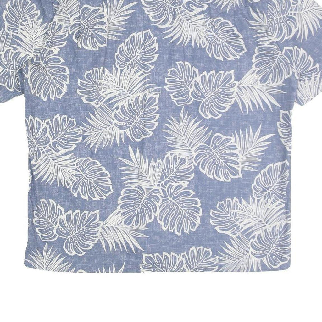 TWO PALMS Mens Blue & White Floral Cotton Shirt L Hawaiian Beach Style
