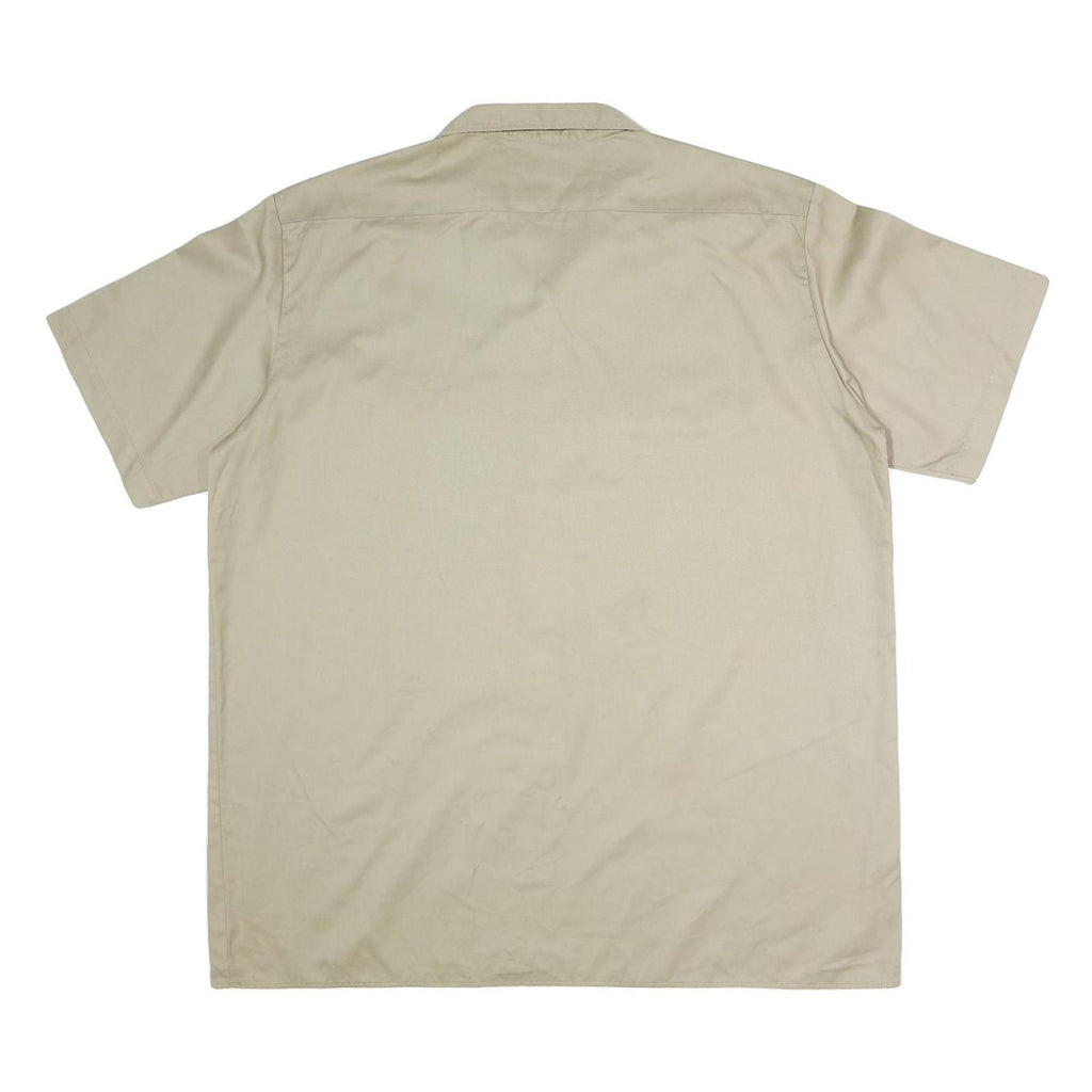 DICKIES Mens Beige Work Shirt Polyester Blend 2XL Button Pocket Short Sleeve