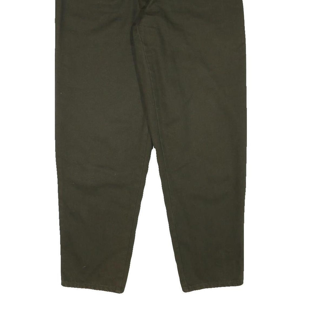 FADEOUT Womens Cotton Blend Dark Green Relaxed Straight Trousers W32 L28 Casual