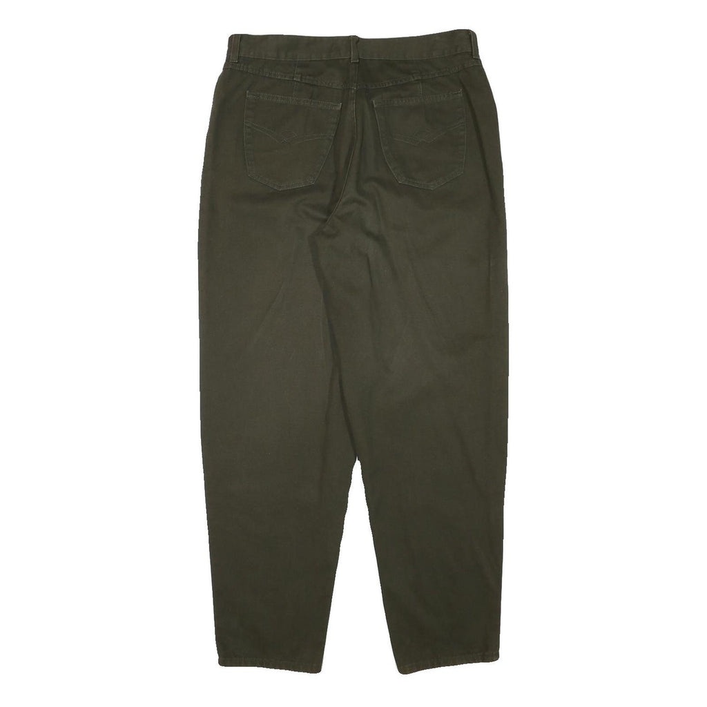 FADEOUT Womens Cotton Blend Dark Green Relaxed Straight Trousers W32 L28 Casual