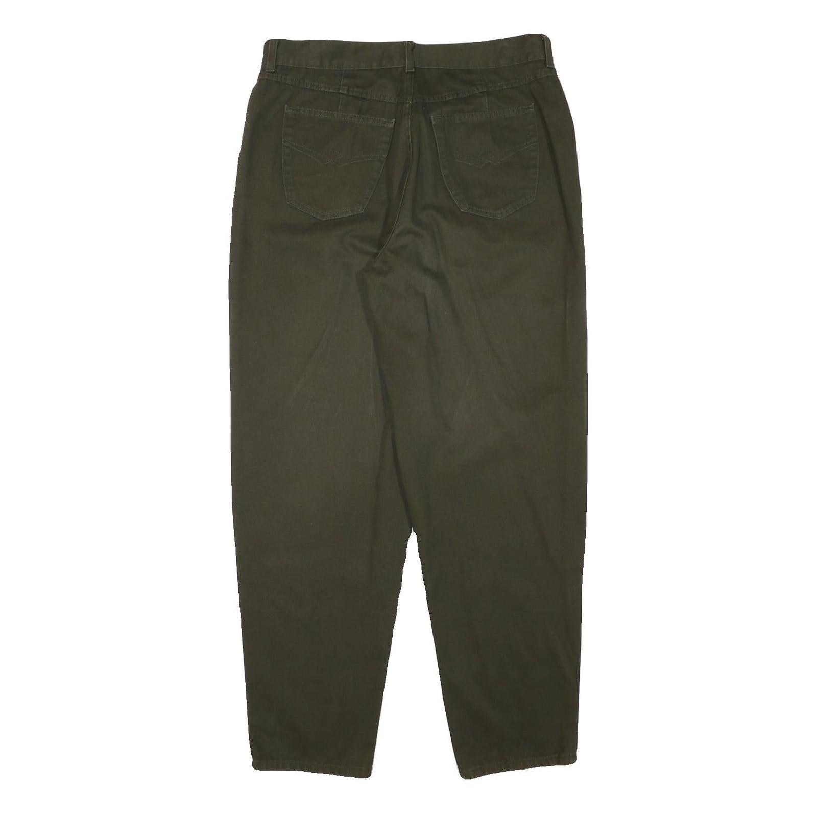 FADEOUT Womens Cotton Blend Dark Green Relaxed Straight Trousers W32 L28 Casual