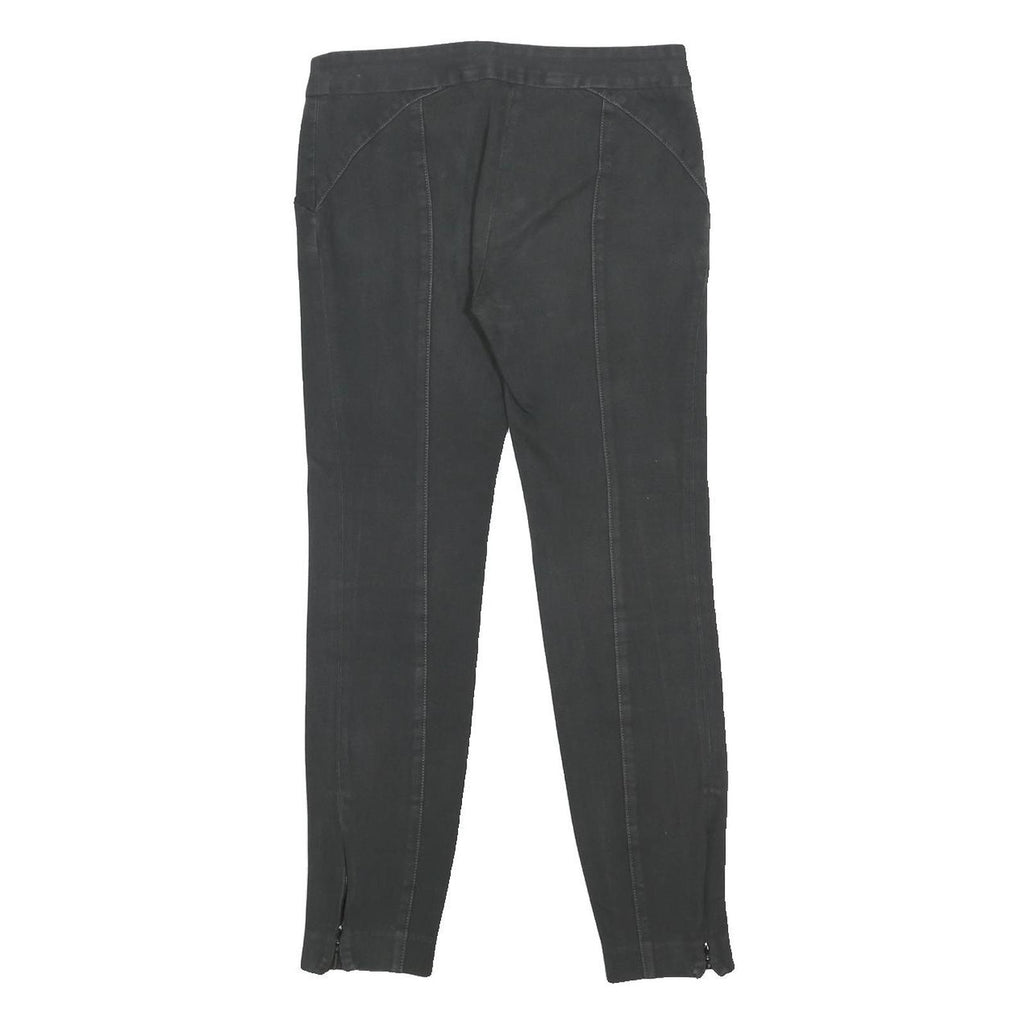 MASSIMO DUTTI Womens Cotton Blend Slim Black Trousers W28 L26 Stylish Zipped Hem