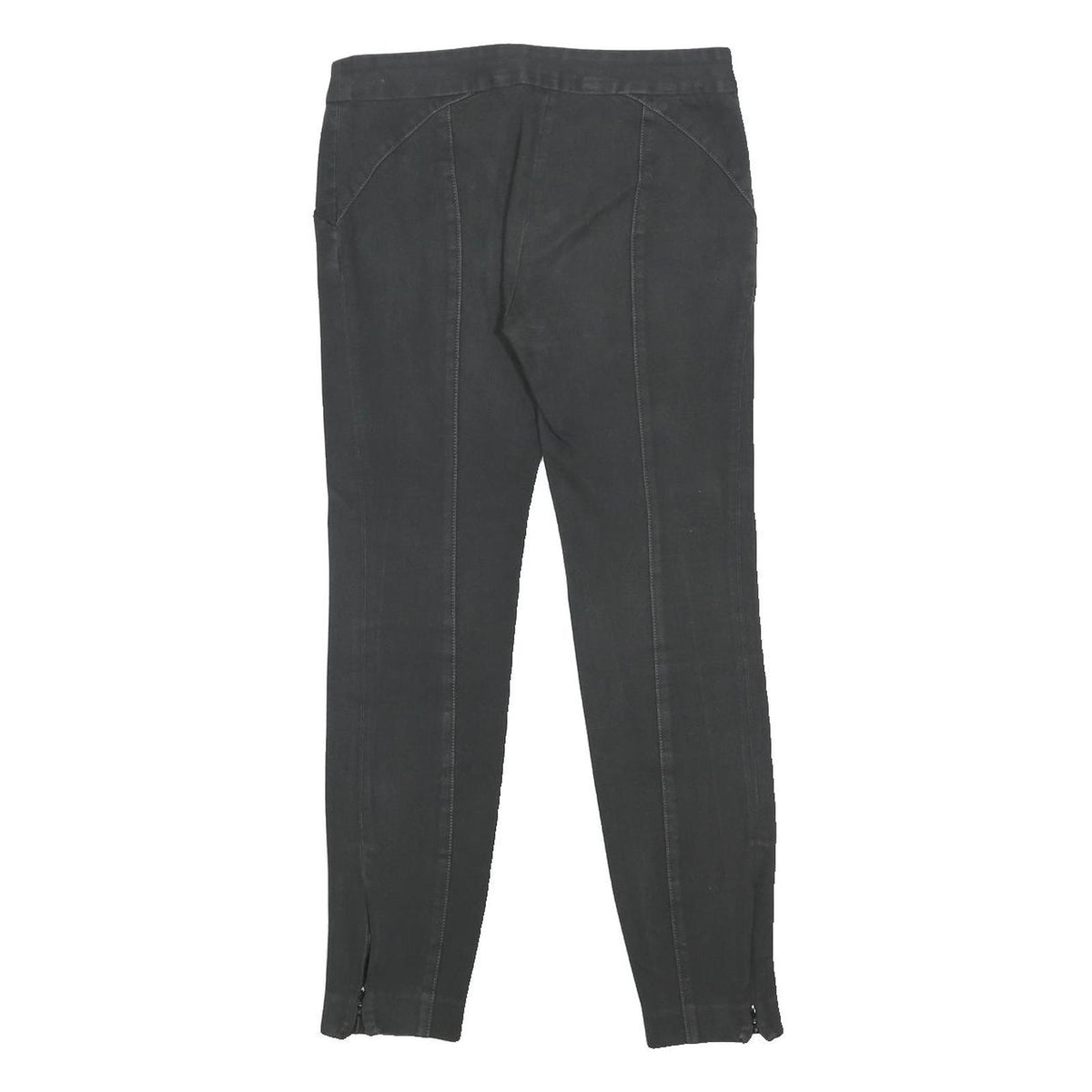 MASSIMO DUTTI Womens Cotton Blend Slim Black Trousers W28 L26 Stylish Zipped Hem