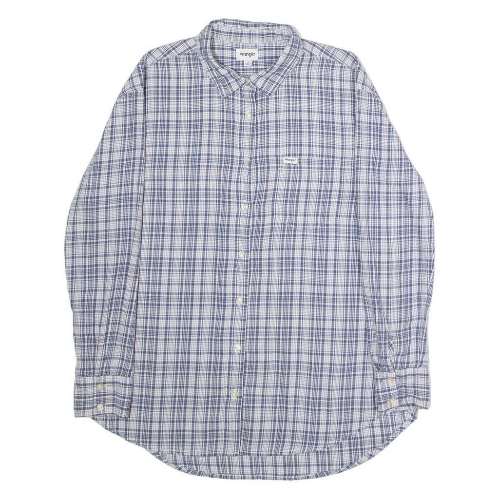 WRANGLER Womens Shirt Blue Check Long Sleeve S