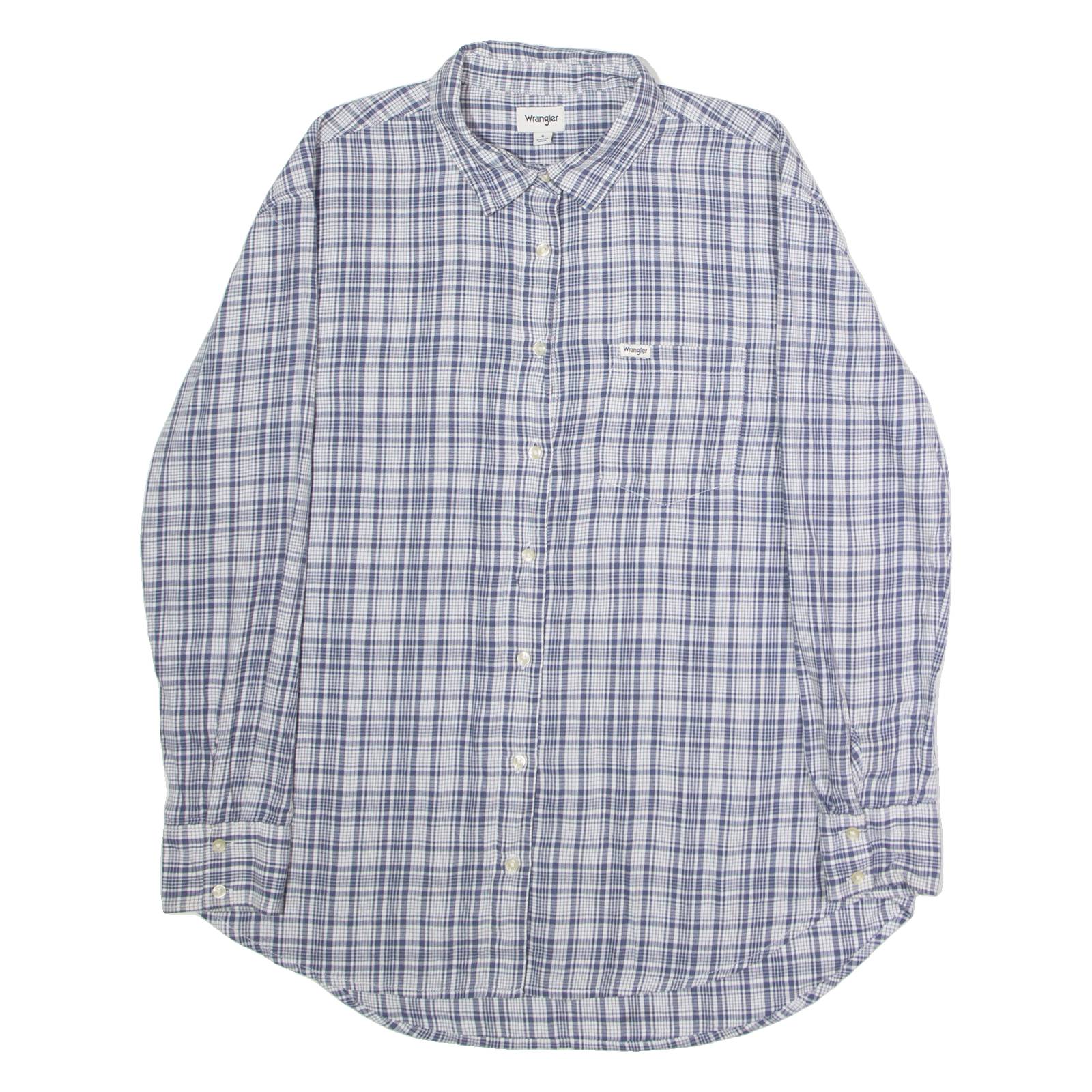 WRANGLER Womens Shirt Blue Check Long Sleeve S