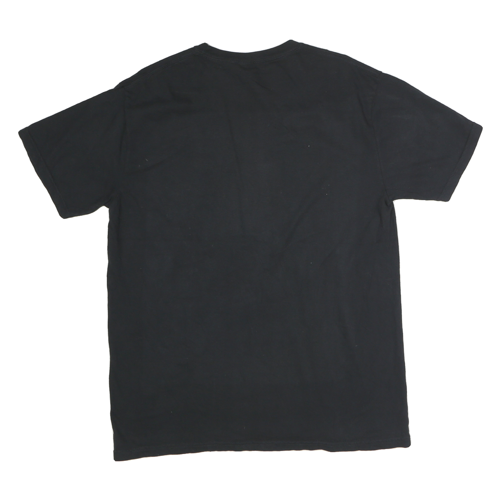 COMFORT COLOURS Mens Black Graphic T-Shirt L Cotton Short Sleeve Crew Neck