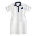 FRANCOIS GALLAND Womens White & Navy Striped Shirt Dress Cotton Short Sleeve L