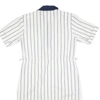 FRANCOIS GALLAND Womens White & Navy Striped Shirt Dress Cotton Short Sleeve L