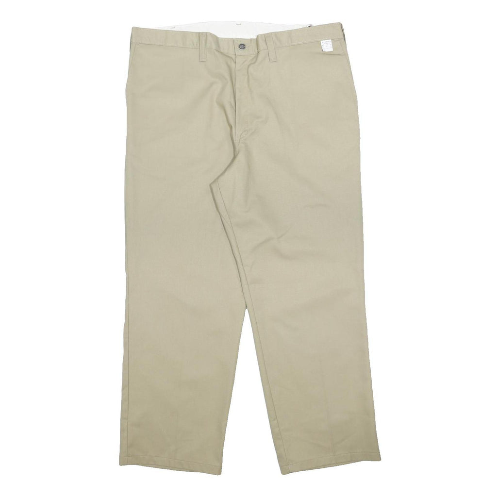 DICKIES Mens Cotton Blend Beige Regular Fit Straight Leg Trousers W40 L31