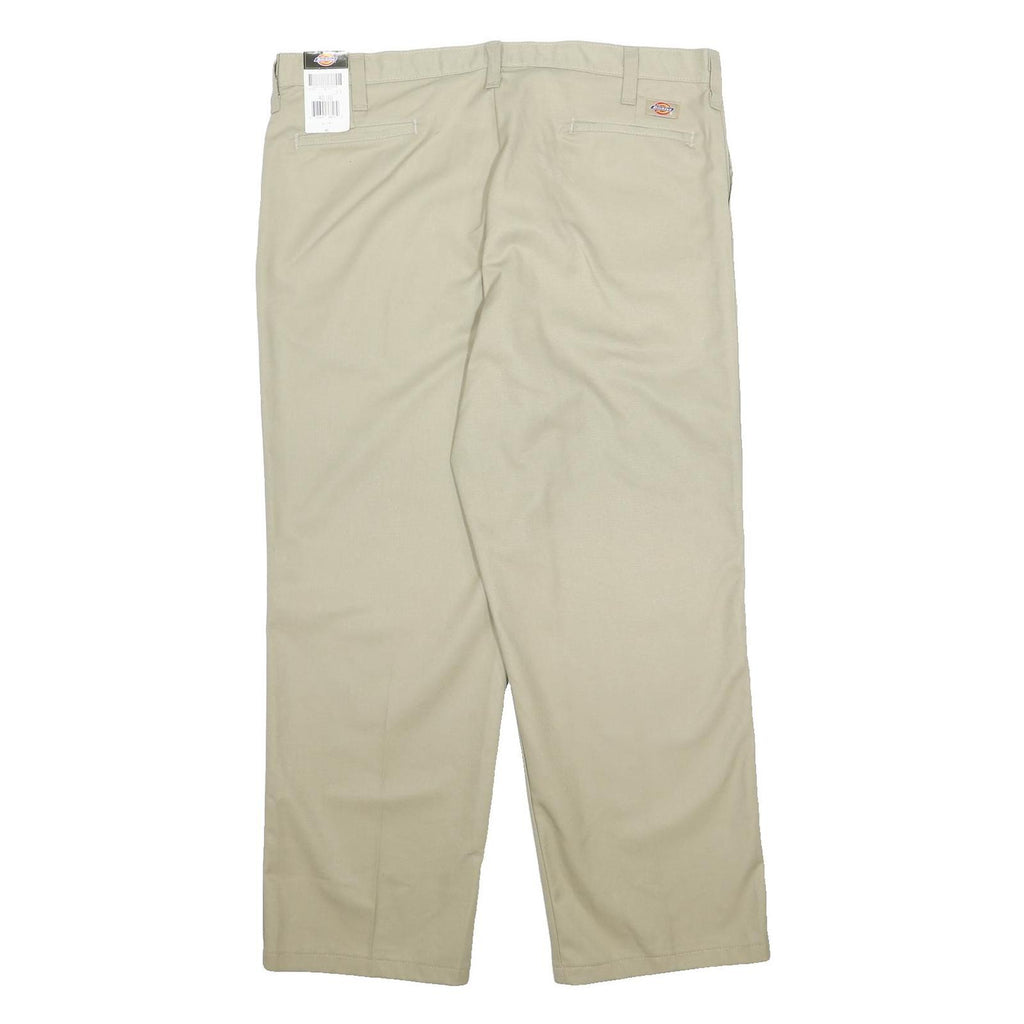 DICKIES Mens Cotton Blend Beige Regular Fit Straight Leg Trousers W40 L31