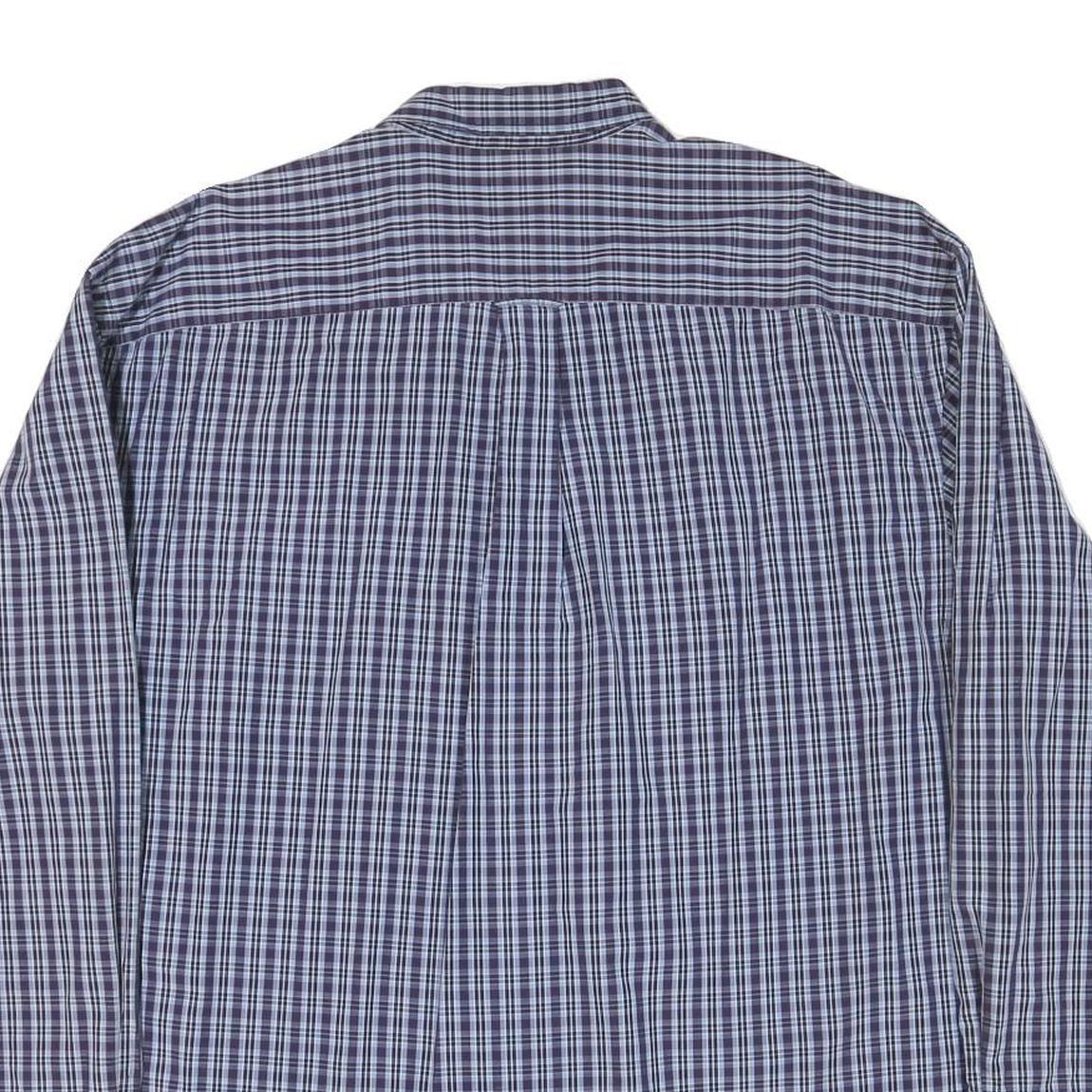 NAUTICA Mens Blue & Navy Check Shirt XL Long Sleeve Button Down Casual