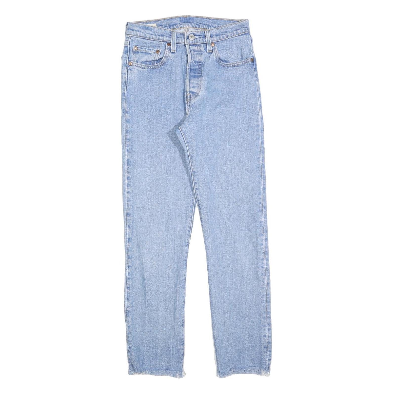 LEVI'S 501 Womens Jeans Blue Regular Straight Denim Light W25 L28 Classic Fit