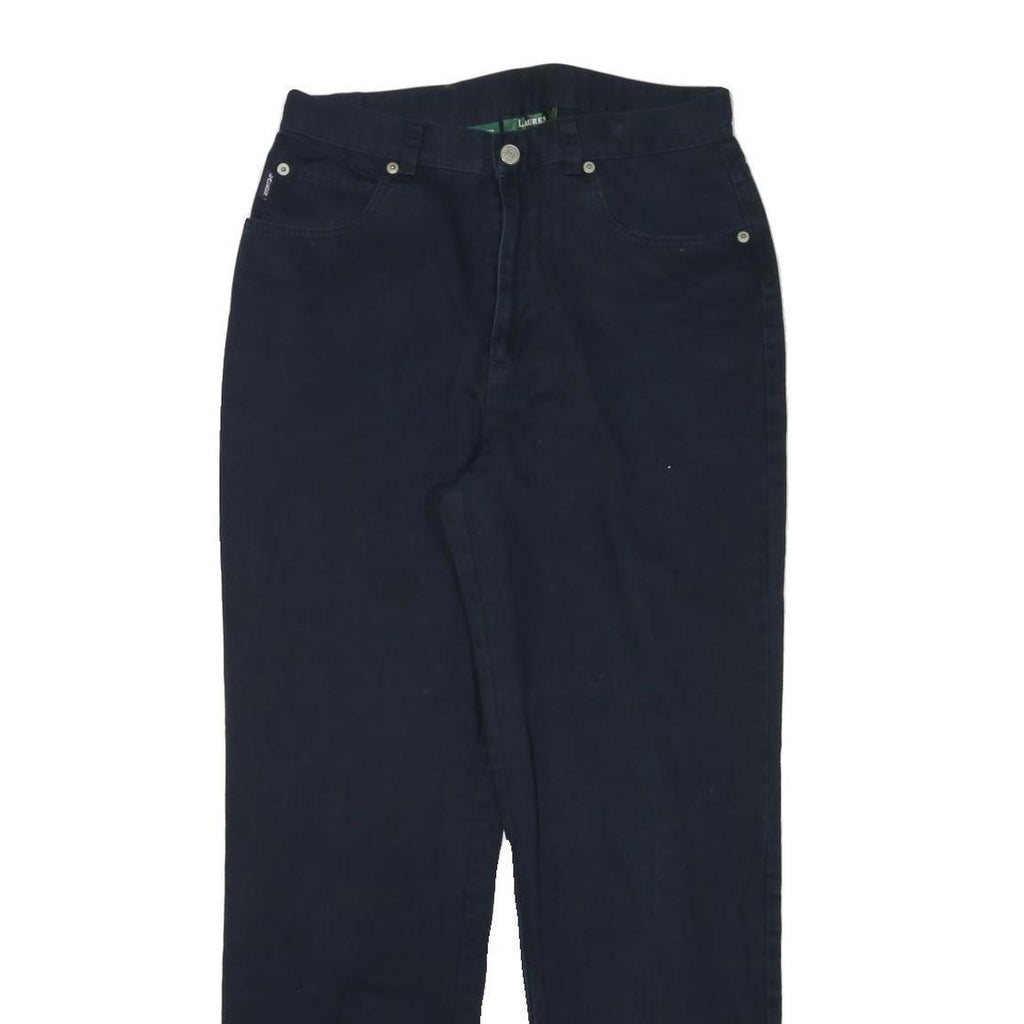 LAUREN RALPH LAUREN Womens Cotton Blend Navy Relaxed Straight Trousers W29 L29