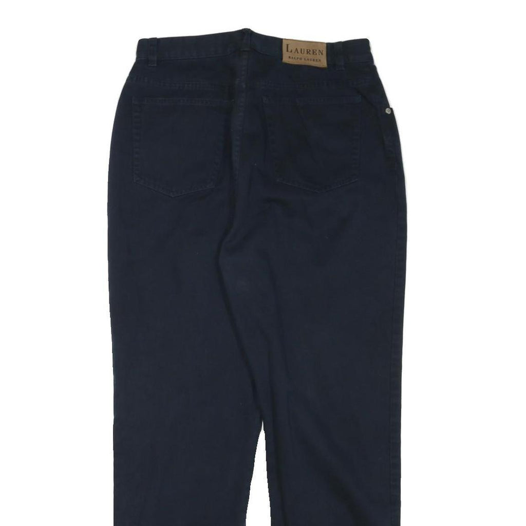 LAUREN RALPH LAUREN Womens Cotton Blend Navy Relaxed Straight Trousers W29 L29