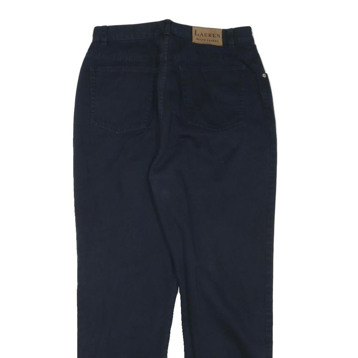 LAUREN RALPH LAUREN Womens Cotton Blend Navy Relaxed Straight Trousers W29 L29