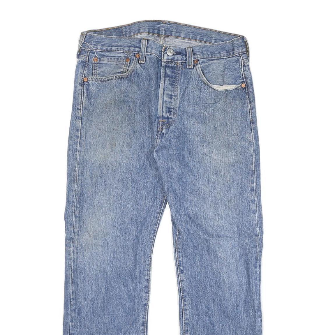 LEVI'S 501 Mens Jeans Blue Regular Straight Denim Light W32 L27 Button Closure