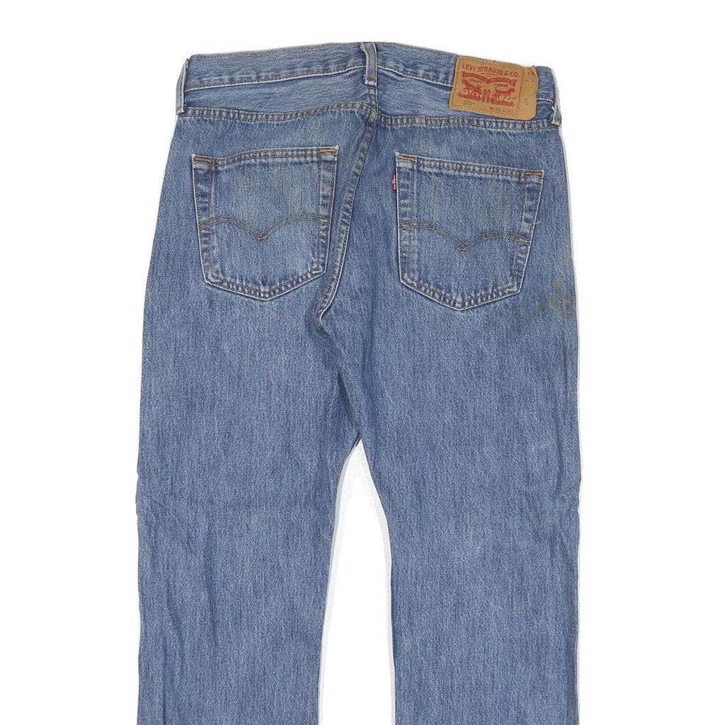 LEVI'S 501 Mens Jeans Blue Regular Straight Denim Light W32 L27 Button Closure