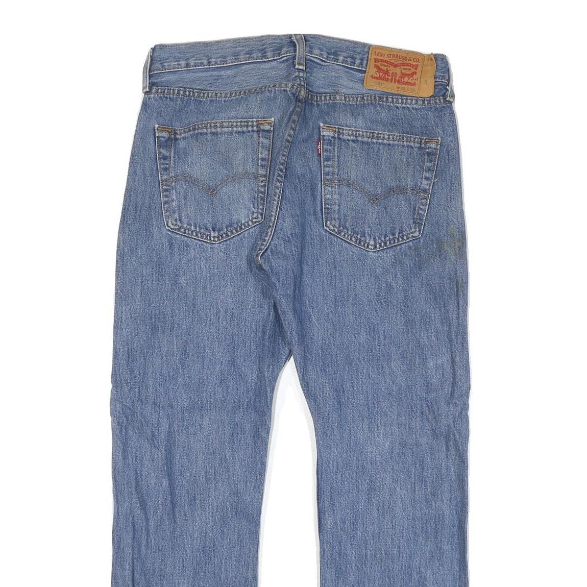 LEVI'S 501 Mens Jeans Blue Regular Straight Denim Light W32 L27 Button Closure