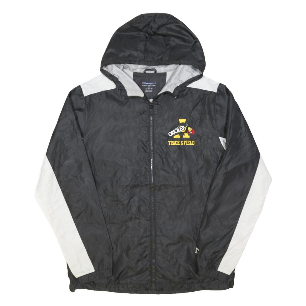 CHAMPION Mens Black & White Track & Field Zip Jacket M Polyester Blend