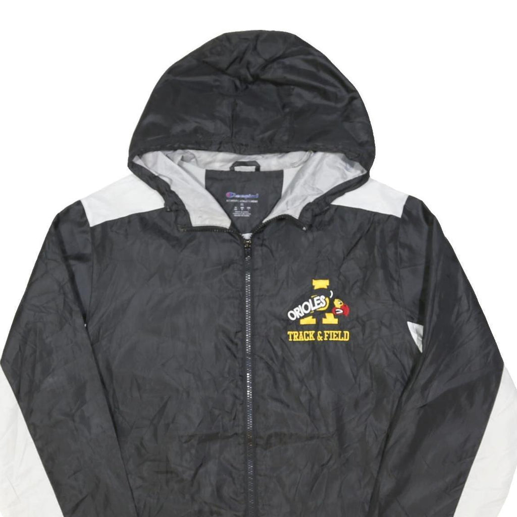 CHAMPION Mens Black & White Track & Field Zip Jacket M Polyester Blend