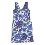BODEN Womens White Blue Purple Floral Cotton Day Dress Sleeveless UK 14 Summer