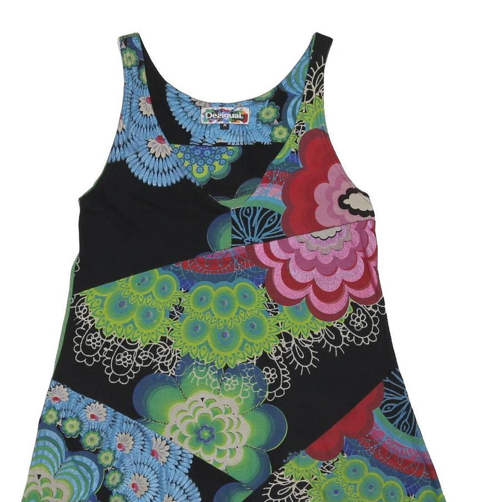DESIGUAL Y2K Womens Black & Green Floral Cotton Sleeveless Mini Dress M