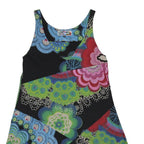 DESIGUAL Y2K Womens Black & Green Floral Cotton Sleeveless Mini Dress M