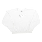 KARL KANI Womens White Crew Neck L Sweatshirt Cropped Logo Embroidered