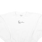 KARL KANI Womens White Crew Neck L Sweatshirt Cropped Logo Embroidered