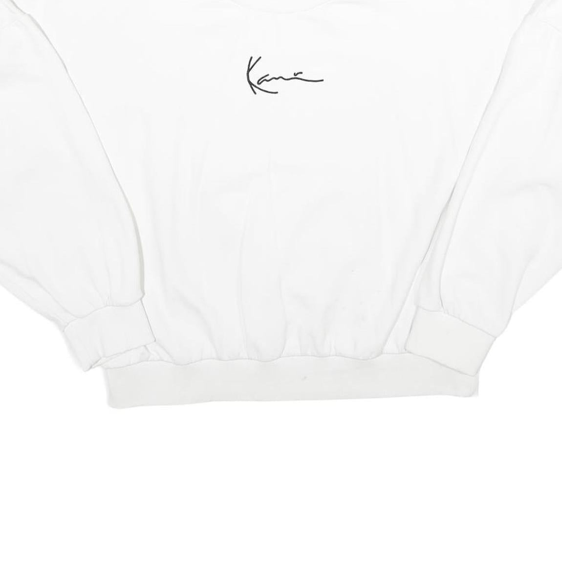KARL KANI Womens White Crew Neck L Sweatshirt Cropped Logo Embroidered