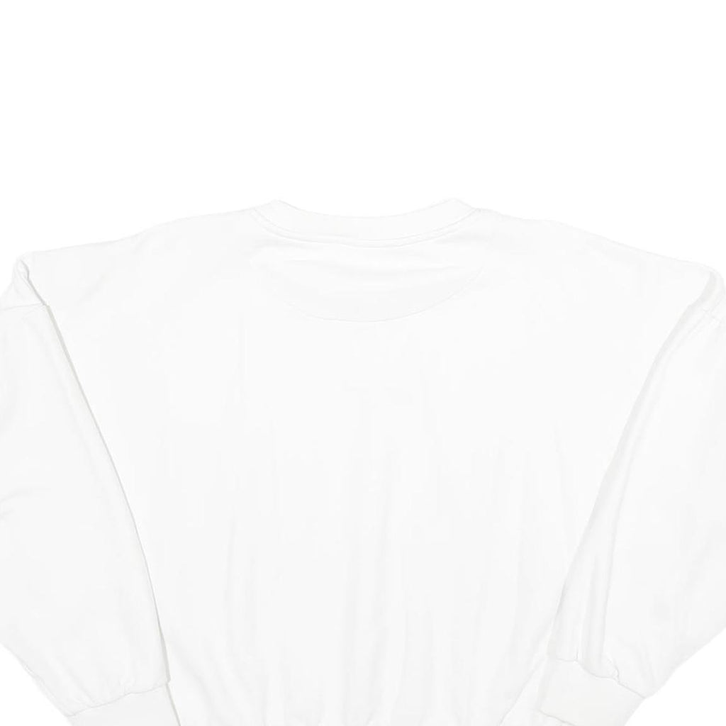 KARL KANI Womens White Crew Neck L Sweatshirt Cropped Logo Embroidered