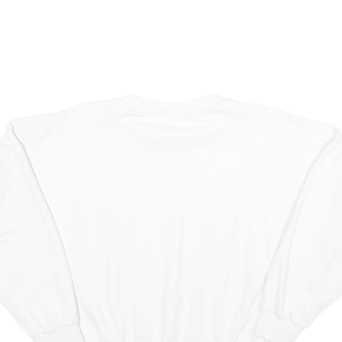 KARL KANI Womens White Crew Neck L Sweatshirt Cropped Logo Embroidered
