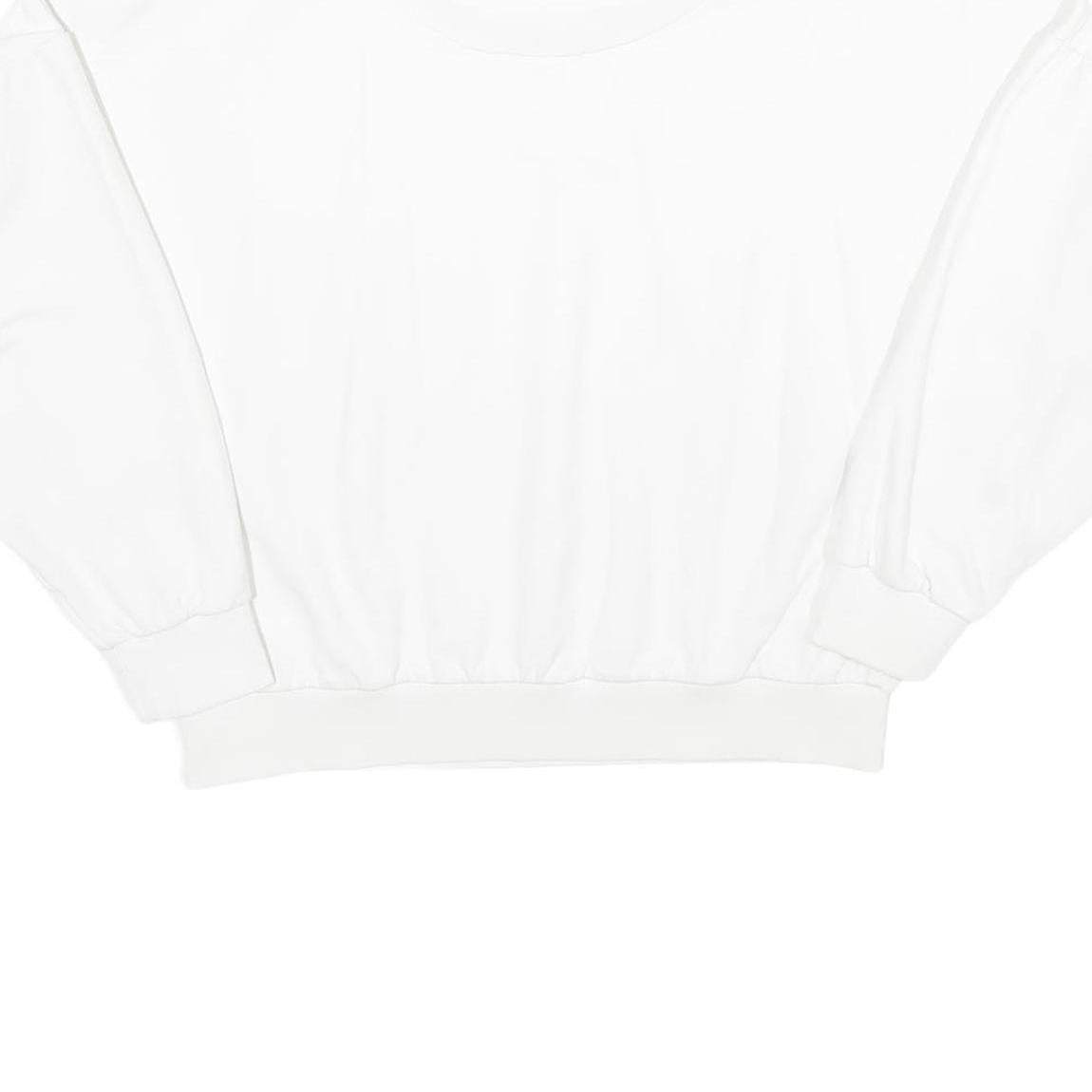 KARL KANI Womens White Crew Neck L Sweatshirt Cropped Logo Embroidered