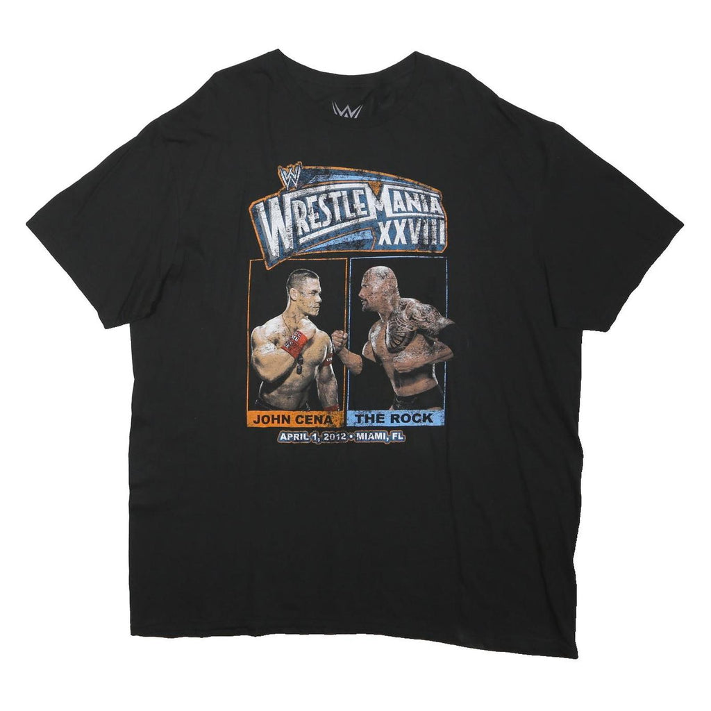 WWE Mens Black WrestleMania XXVIII Graphic T-Shirt 2XL Short Sleeve Crew Neck