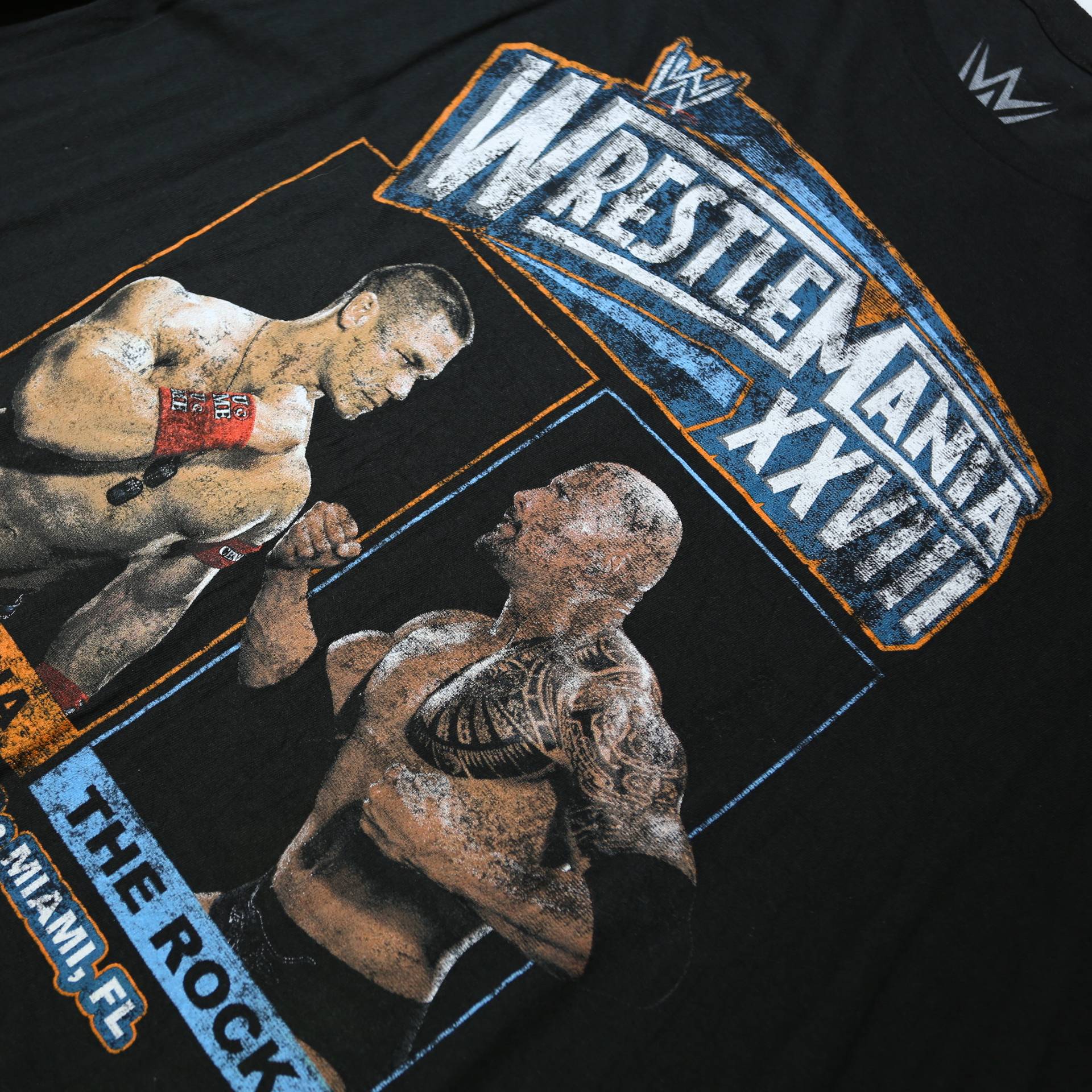 WWE Mens Black WrestleMania XXVIII Graphic T-Shirt 2XL Short Sleeve Crew Neck