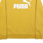 PUMA Womens Yellow Crew Neck XS Logo Print Pullover Casual Cotton Blend